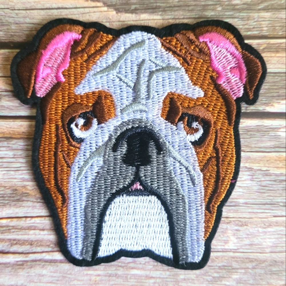 English Bulldog Dog Puppy Dogs Embroidered Iron on Patch